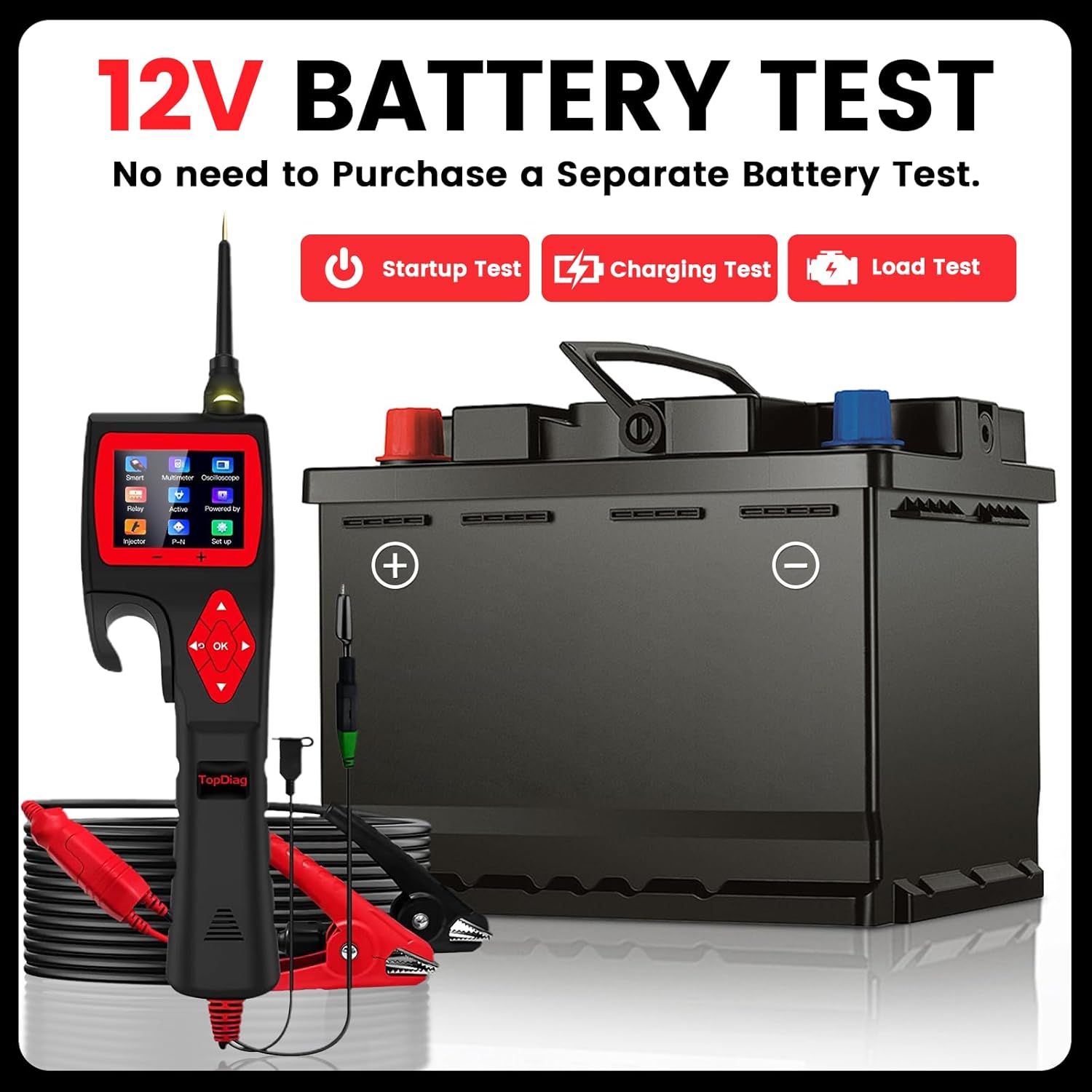TopDiag P200 Power Circuit Probe Kit - Automotive Circuit Tester with 2024 Online Update, 9~30V Voltage Range, Multimeter, Relay Test, Fuel Injector Tester, Activating Component, Oscilloscope Mode - Image 6