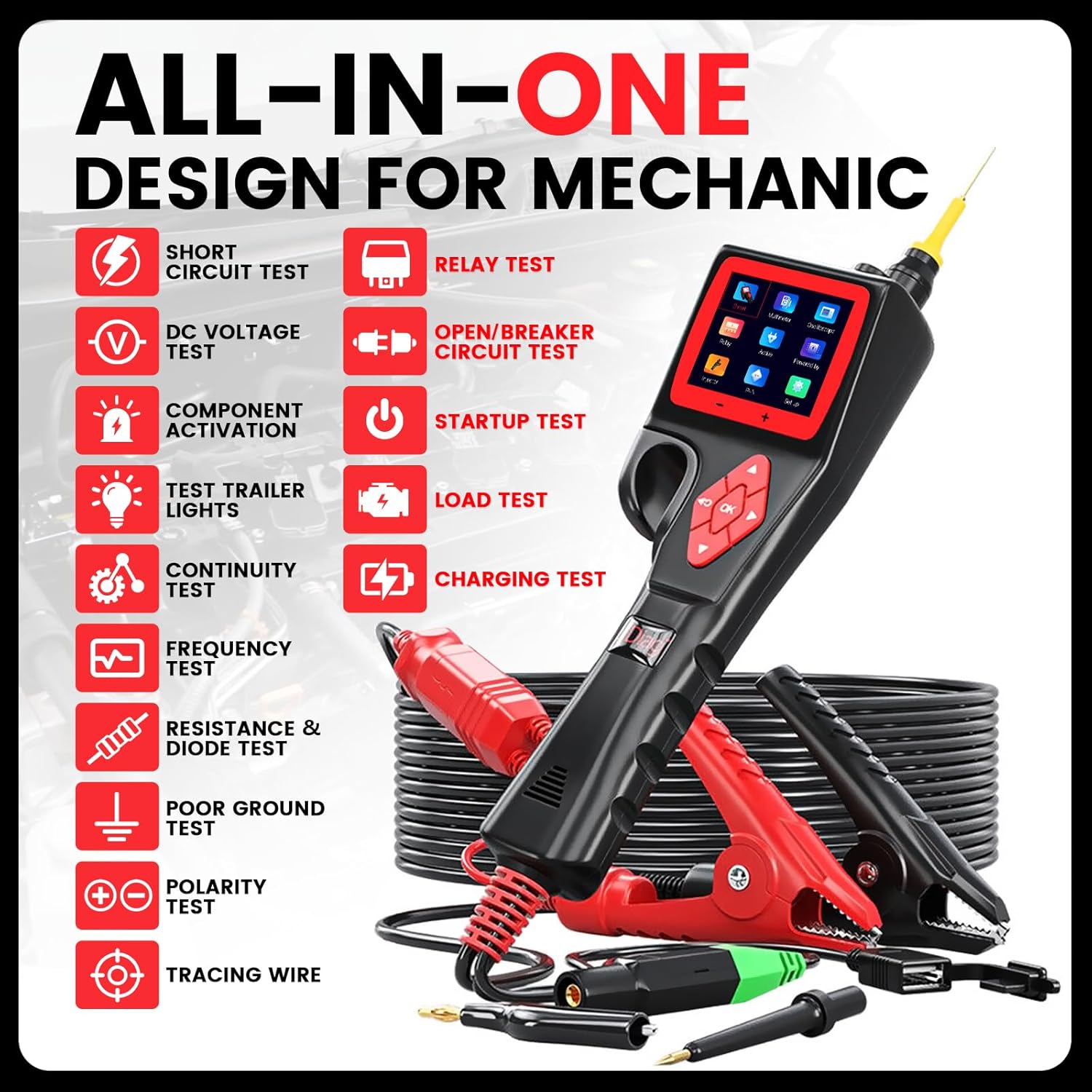 TopDiag P200 Power Circuit Probe Kit - Automotive Circuit Tester with 2024 Online Update, 9~30V Voltage Range, Multimeter, Relay Test, Fuel Injector Tester, Activating Component, Oscilloscope Mode - Image 4