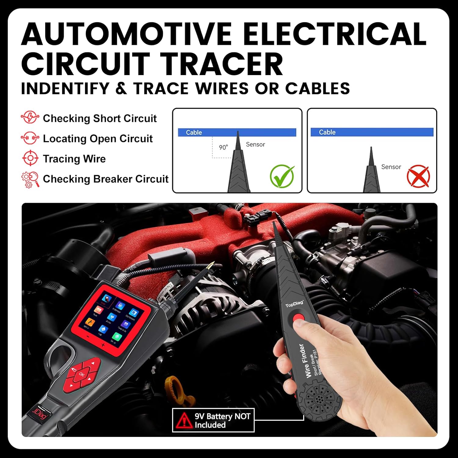 TopDiag P200 Power Circuit Probe Kit - Automotive Circuit Tester with 2024 Online Update, 9~30V Voltage Range, Multimeter, Relay Test, Fuel Injector Tester, Activating Component, Oscilloscope Mode - Image 3
