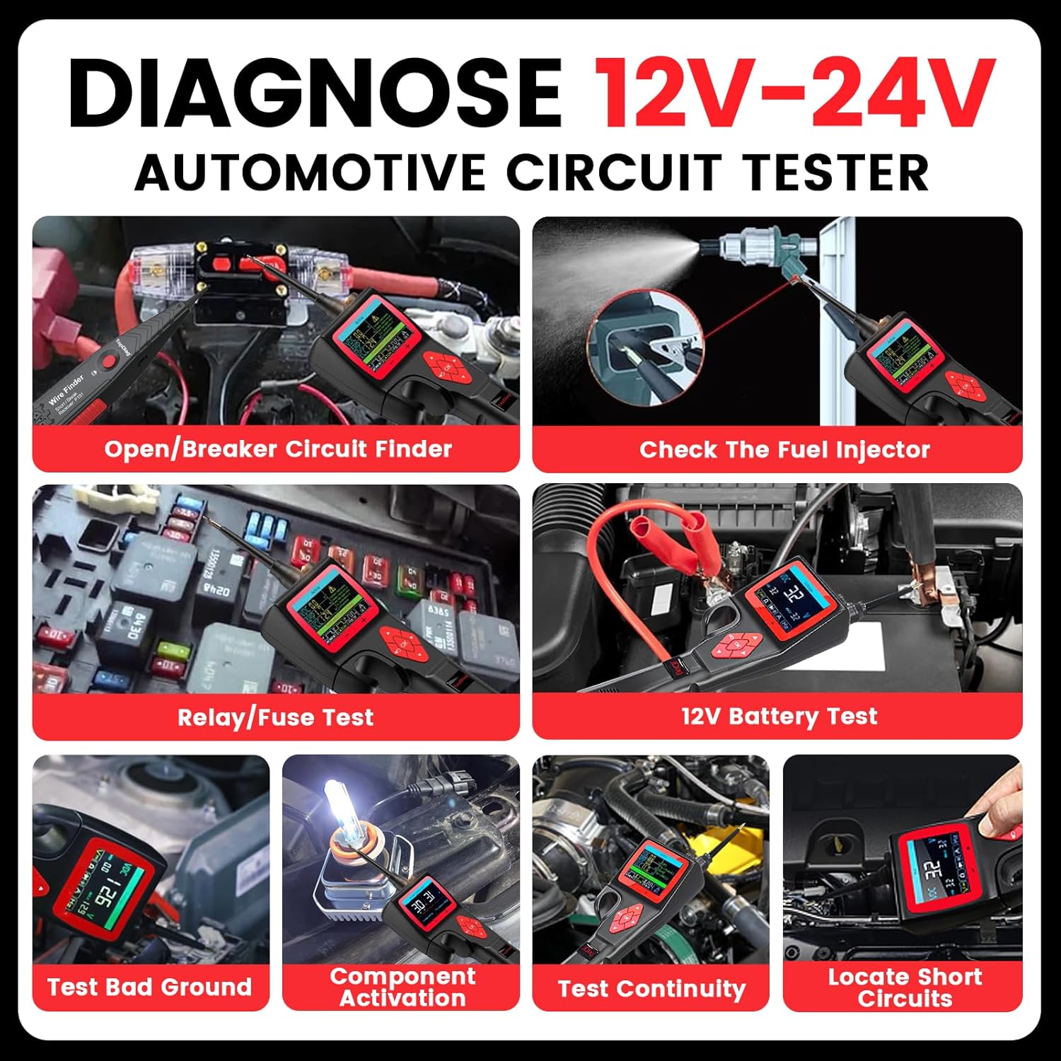 TopDiag P200 Power Circuit Probe Kit - Automotive Circuit Tester with 2024 Online Update, 9~30V Voltage Range, Multimeter, Relay Test, Fuel Injector Tester, Activating Component, Oscilloscope Mode - Image 5