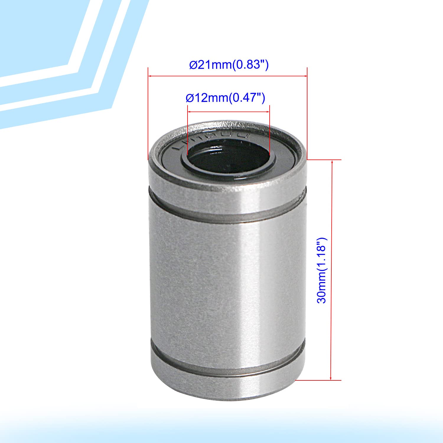 Aopin LM12UU Cylinder Linear Motion Ball Bearing, ID 12mm, OD 21mm Linear Ball Bearings Sae52100 Carbon Steel, 4 Rows of Steel Balls, Great for CNC, 3D Printer, Linear Rail Guide 4 PCS - Image 2