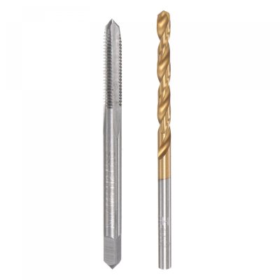 uxcell M4 x 0.7 Straight Flute Thread Tap and 3.3mm Twist Drill Bit Set, Metric Titanium Plated 6542 High Speed Steel Machine Screw Thread Tap Threading Drilling Tool