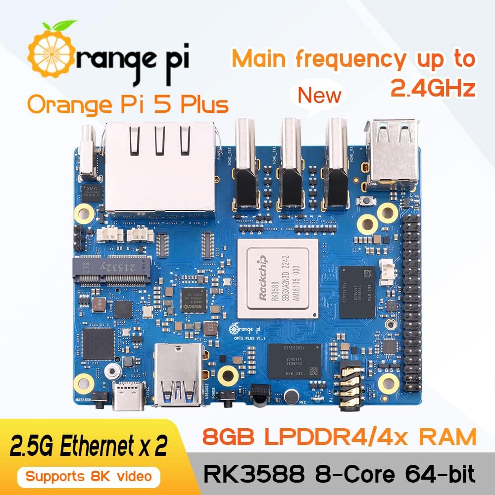 Orange Pi 5 Plus 8GB Rockchip RK3588 8 Core 64 Bit Single Board Computer, 2.4GHz Frequency Open Source Development Board Run Orange Pi OS, Android, Debian, Ubuntu (Pi 5 Plus 8G+5V4A TC Supply) - Image 6